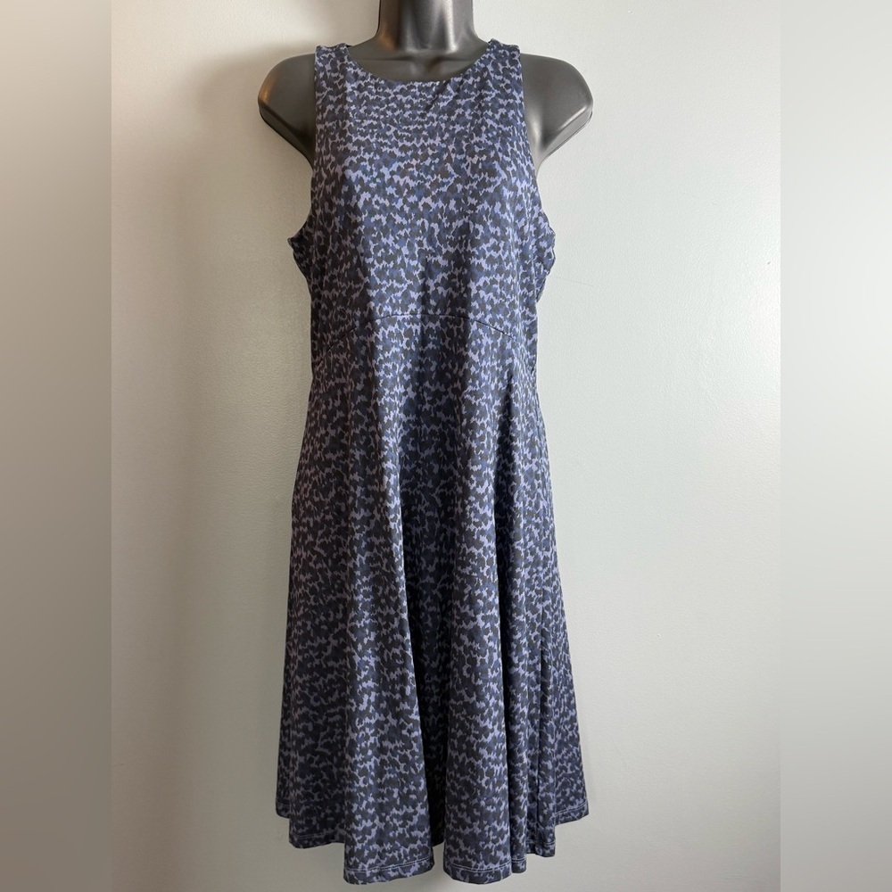 Athleta Santorini Thera‎ Printed Dress in Allure Navy – Women’s Size MT